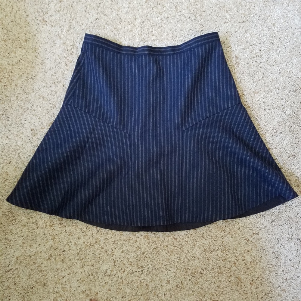 J. Crew Navy Striped A-Line Skirt